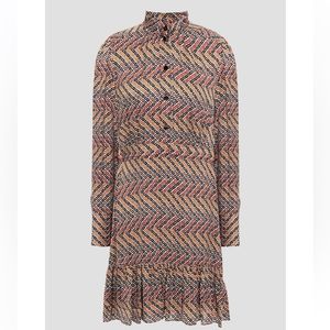 Sandro Ruffle Printed Satin Mini Dress, 36